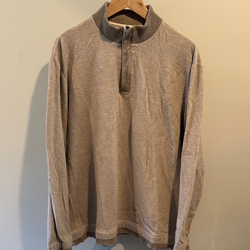 Banana Republic‎ XL Beige/Tan Cotton 1/4 Zip Pullover Sweater